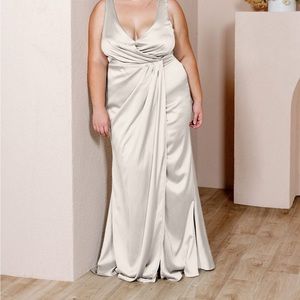 Revelry “Blair” soft champagne (702) satin dress